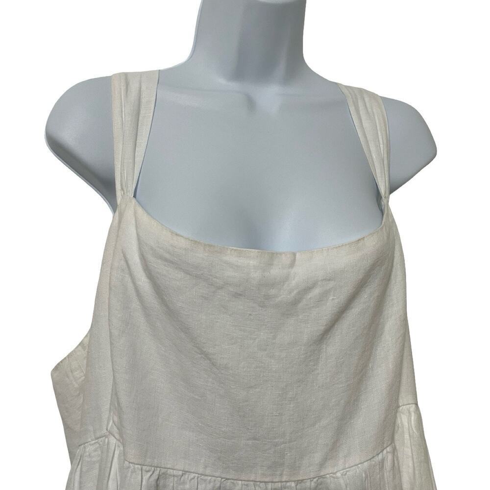 J Crew Square Neck Linen Smocked Midi Dress Size 24 Pure White Coastal Lagom EUC - Picture 3 of 10